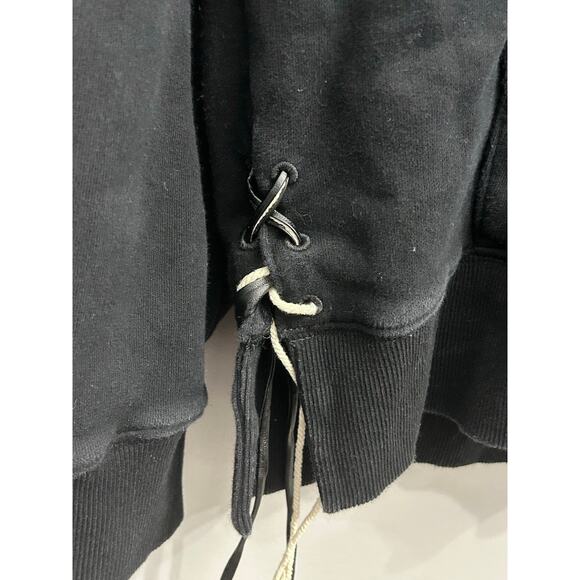 Krost Hoodie Black Checkerboard Leather Lace Up Pullover Sweatshirt Men’s Large - Picture 4 of 6